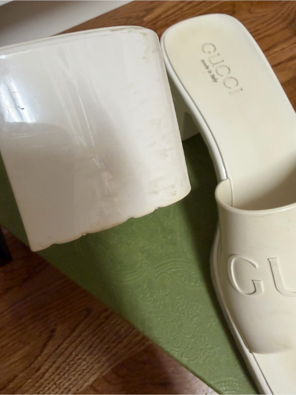 Gucci Rubber Block Heel Slide Mules - Picture 4 of 7